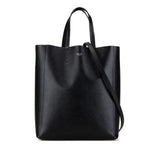 Small Grained Calfskin Vertical Cabas Satchel Black - Lab Luxury Resale