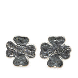 Yves Saint Laurent Silver Clover Clip on Earrings Silver