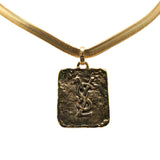 Gold Plated Logo Plate Pendant Necklace Gold - Lab Luxury Resale