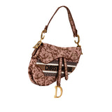 Canvas Embroidered Brocart Saddle Bag Pink - Lab Luxury Resale