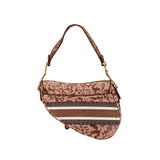 Canvas Embroidered Brocart Saddle Bag Pink - Lab Luxury Resale