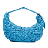 Paper Calfskin Intrecciato Banana Hobo Bag Blue - Lab Luxury Resale