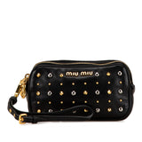 Studded Nappa Double Zip Pouch Black - Lab Luxury Resale