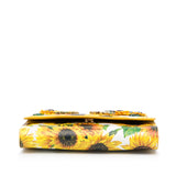 Sunflower Printed Leather Wallet on Chain Yellow - Lab Luxury Resale