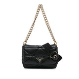 Quilted Nappa Re-Nylon Triangle Patchwork System Flap Satchel Black - Lab Luxury Resale