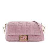 Zucca Embossed Velvet Baguette Satchel Pink - Lab Luxury Resale