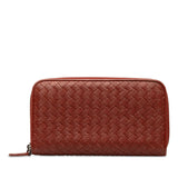 Intrecciato Zip Around Long Wallet Red - Lab Luxury Resale