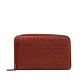 Intrecciato Zip Around Long Wallet Red - Lab Luxury Resale