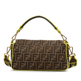 Medium Zucca Fluo Trim Baguette Satchel Brown - Lab Luxury Resale