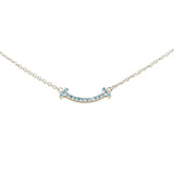 Tiffany 18K Mini T Smile Pendant Necklace White gold