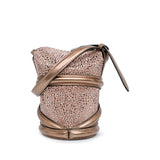 Calfskin Crystal Embellished The Curve Bucket Bag Brown - Lab Luxury Resale