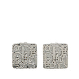 Dior Brass Oblique Square Clip-On Earrings Silver