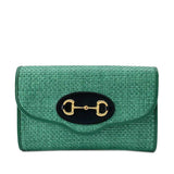 Raffia Horsebit 1955 Chain Bag Green - Lab Luxury Resale