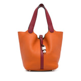 Bicolor Clemence Picotin Lock 22 Orange - Lab Luxury Resale