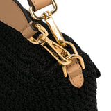 Crochet Raffia Baguette Satchel Black - Lab Luxury Resale