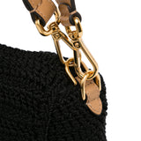 Crochet Raffia Baguette Satchel Black - Lab Luxury Resale