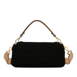 Crochet Raffia Baguette Satchel Black - Lab Luxury Resale