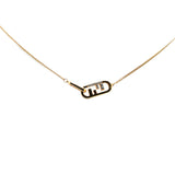 Gold Plated O Lock FF Pendant Necklace Gold - Lab Luxury Resale