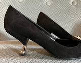 Prada Black Suede kitten with jewel Size 36