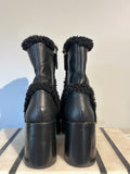 Simon Miller Low Raid Black Leather Shearling Trim Ankle Zip Boots Size 40