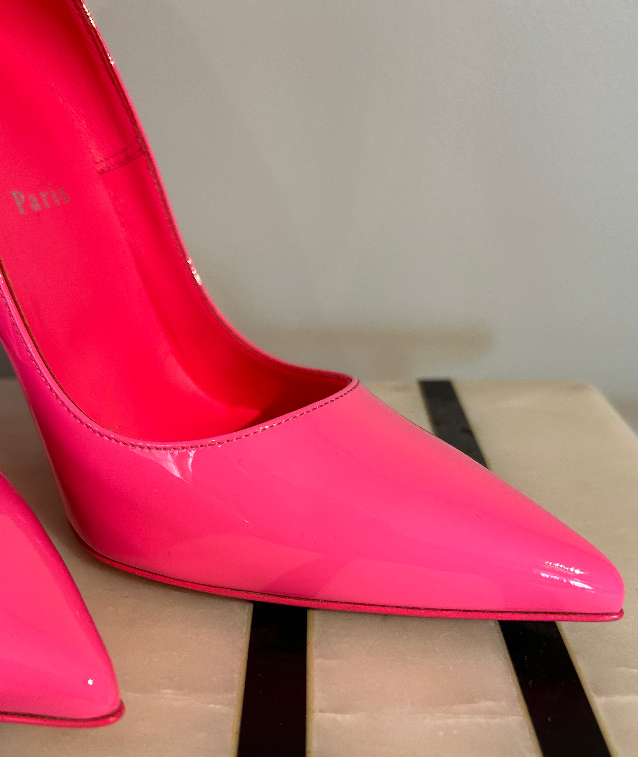 Christian Louboutin So Kate Patent 120mm Red Sole Pump, Shocking Pink