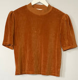 Suzie Kondi The Paros Puff Shoulder Top in Velour Rust Size Medium