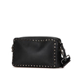 Grainy Calfskin Rockstud Crossbody Black - Lab Luxury Resale