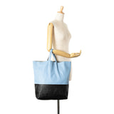 Celine Bicolor Leather Vertical Cabas Tote Blue