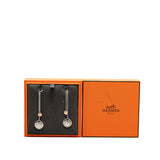 Hermès Sterling Silver Ex-Libris Push Back Earrings Silver