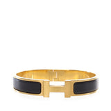 Narrow Enamel Clic HH Bracelet T5 Black - Lab Luxury Resale