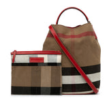 Burberry House Check Canvas Ashby Satchel Brown