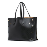 Medium Leather Logo Embossed Bond Tote Black - Lab Luxury Resale