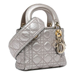 Mini Metallic Calfskin Cannage Supple Lady Dior Silver - Lab Luxury Resale