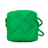 Mini Lambskin Intrecciato Cassette Camera Bag Green - Lab Luxury Resale