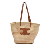 Large Triomphe Raffia Panier Tote Brown - Lab Luxury Resale