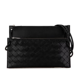 Intrecciato Double Pouch Bag Black - Lab Luxury Resale