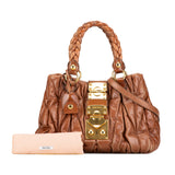 Lambskin Matelasse Coffer Satchel Brown - Lab Luxury Resale