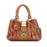 Lambskin Matelasse Coffer Satchel Brown - Lab Luxury Resale