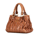 Lambskin Matelasse Coffer Satchel Brown - Lab Luxury Resale