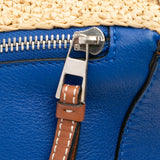 Medium Multicolor Leather and Raffia Puzzle Satchel Blue - Lab Luxury Resale