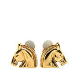 Gold Plated Cheval Clip On Earrings Gold - Lab Luxury Resale