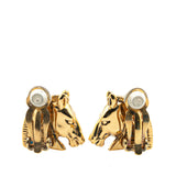 Gold Plated Cheval Clip On Earrings Gold - Lab Luxury Resale