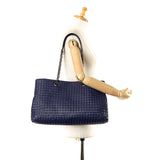 Bottega Veneta Large Intrecciato Double Chain Tote Blue