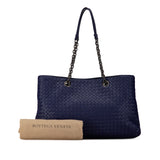 Large Intrecciato Double Chain Tote Blue - Lab Luxury Resale