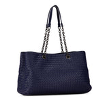 Large Intrecciato Double Chain Tote Blue - Lab Luxury Resale