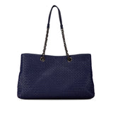 Large Intrecciato Double Chain Tote Blue - Lab Luxury Resale