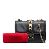 Small Rockstud Glam Lock Crossbody Black - Lab Luxury Resale