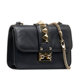 Small Rockstud Glam Lock Crossbody Black - Lab Luxury Resale