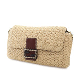 Crochet Raffia Baguette Satchel Brown - Lab Luxury Resale