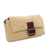 Crochet Raffia Baguette Satchel Brown - Lab Luxury Resale